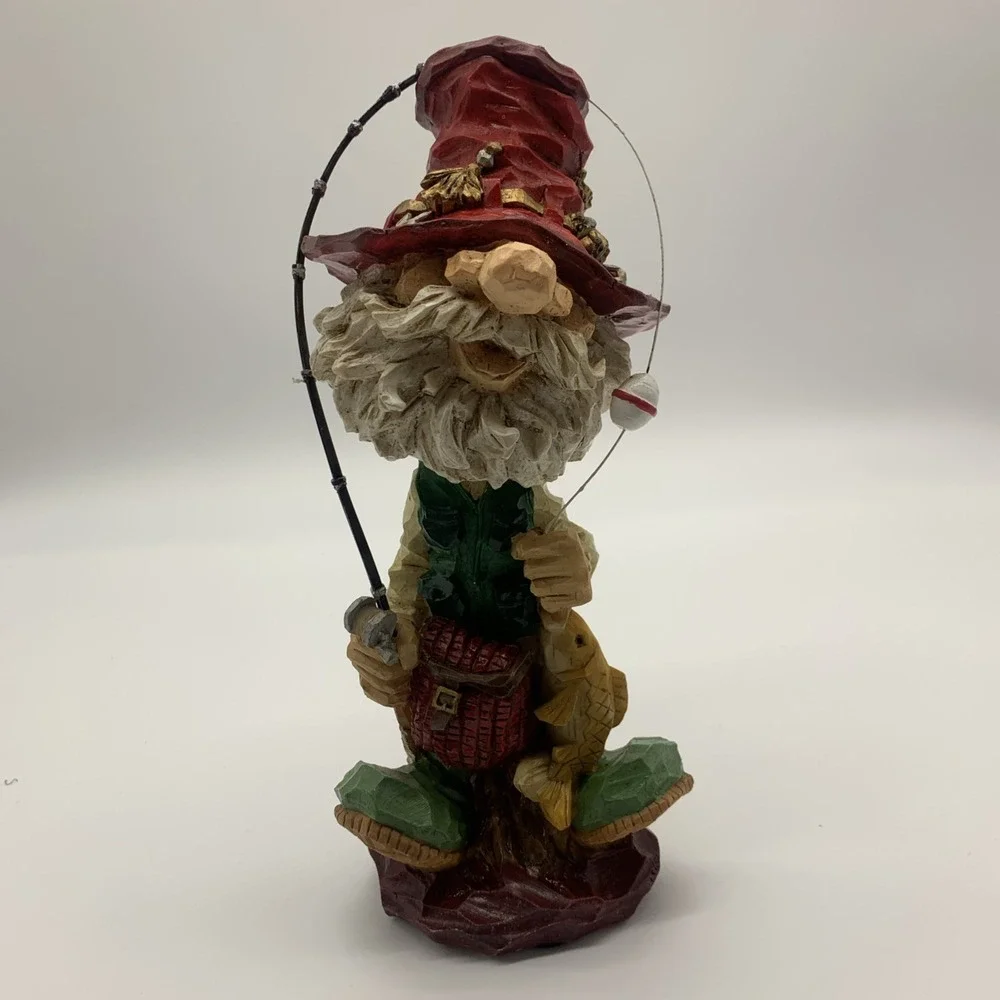 Vintage Bearded‎ Fisherman Grandpa Bobblehead with Fishing Pole